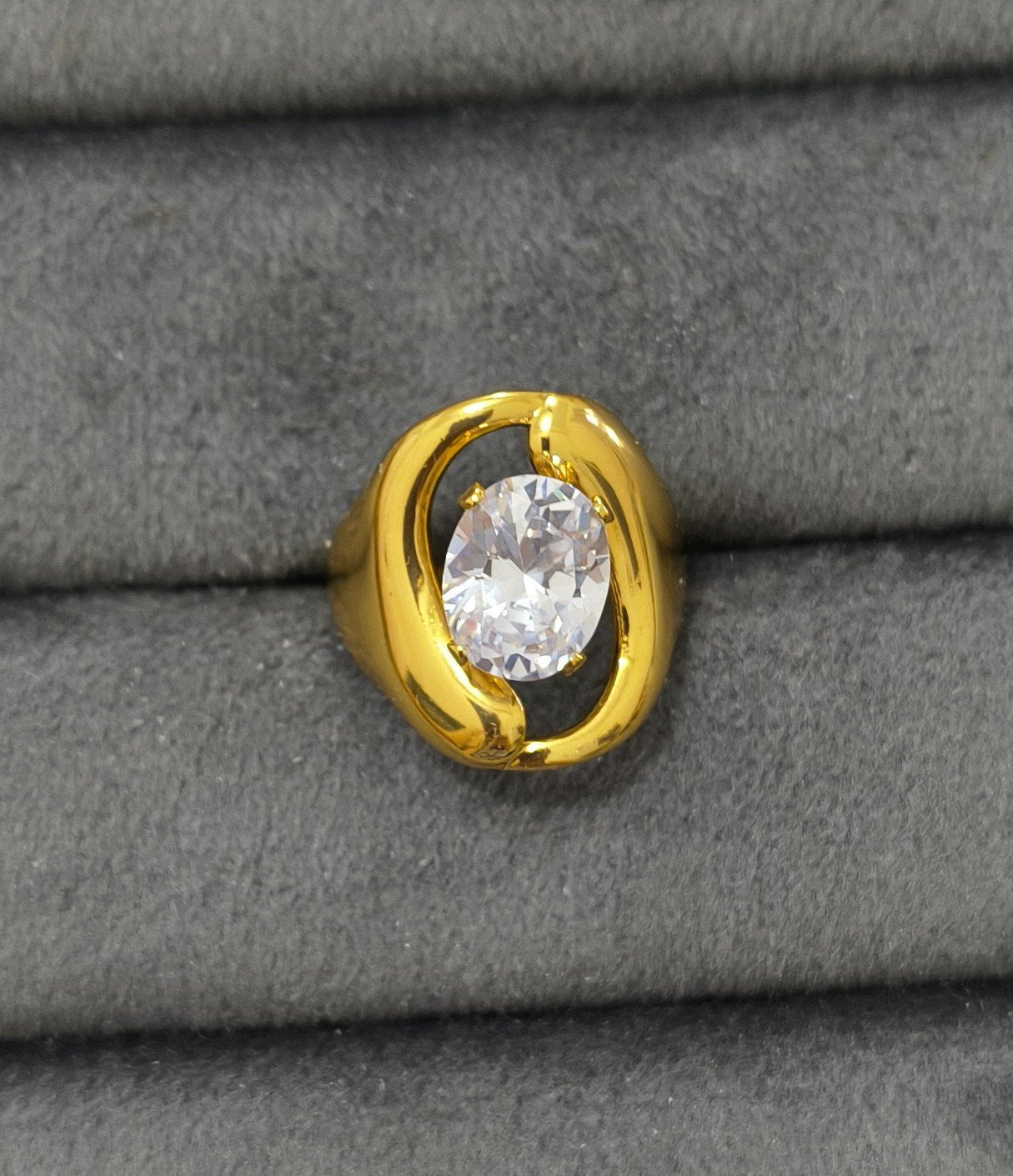 Anti Tarnish Ring Aura Solitaire Ring 18K Gold Plated