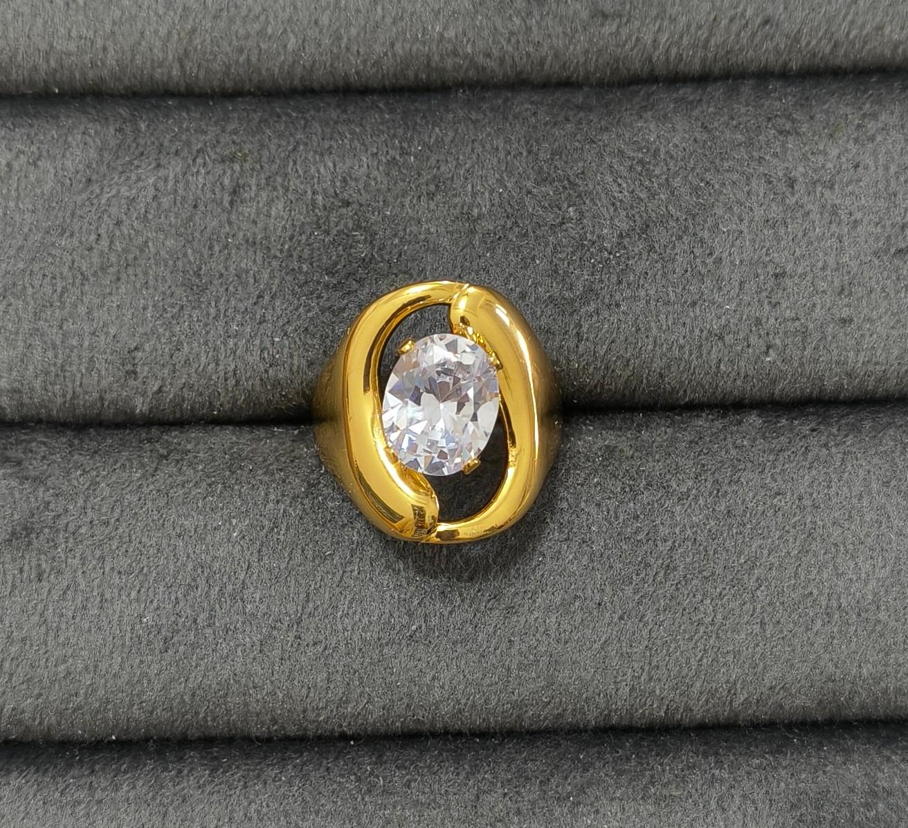 Anti Tarnish Ring Aura Solitaire Ring 18K Gold Plated