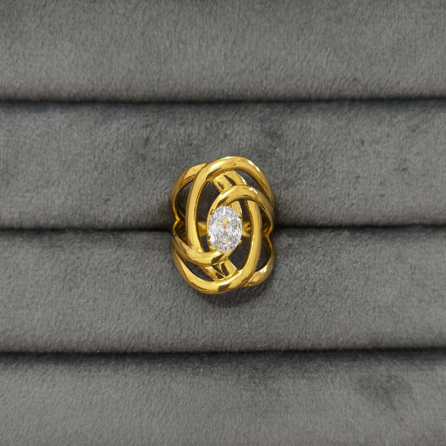 Anti Tarnish Ring Aura Wrap Solitaire Ring 18K Gold Plated