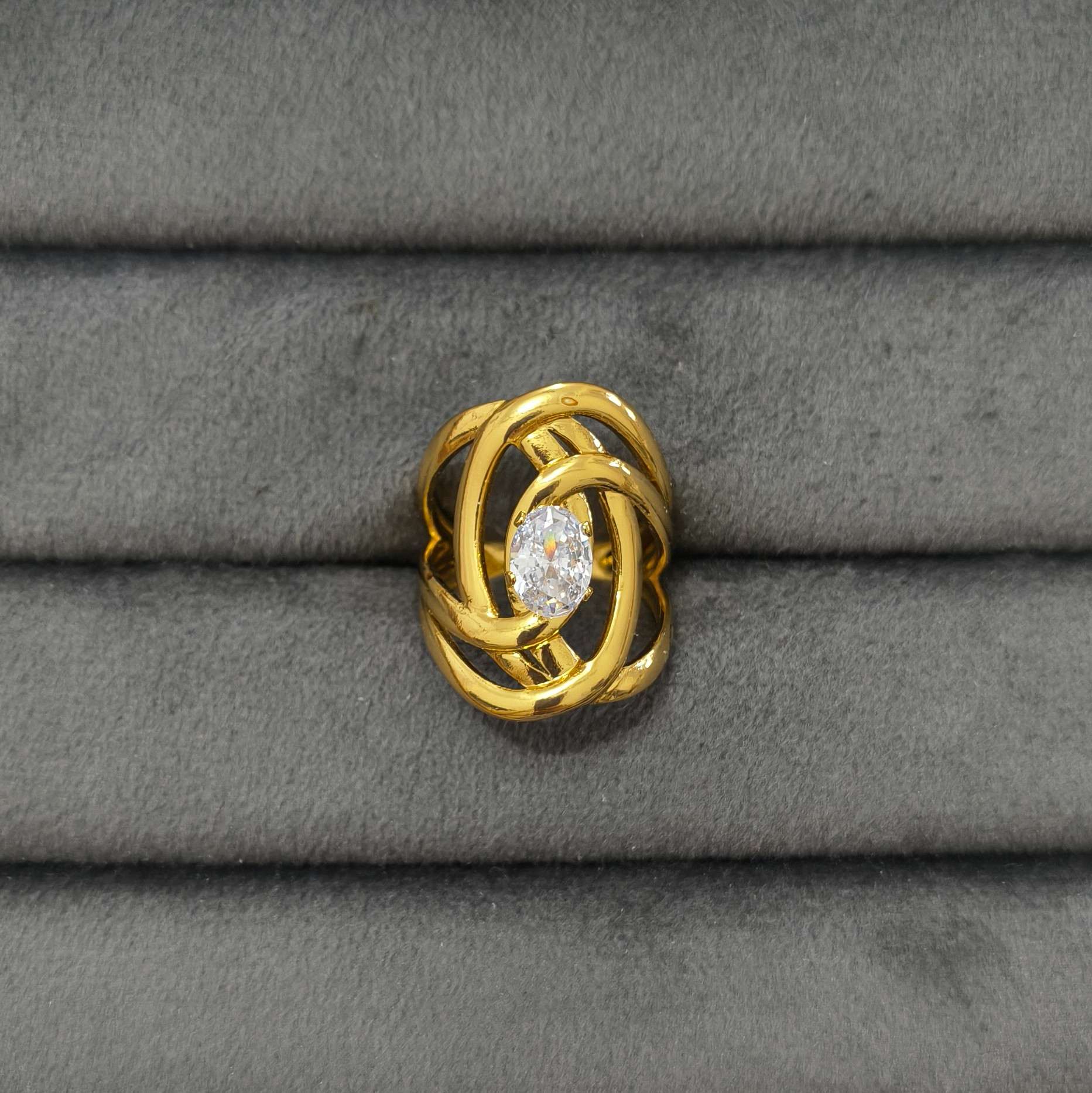 Anti Tarnish Ring Aura Wrap Solitaire Ring 18K Gold Plated