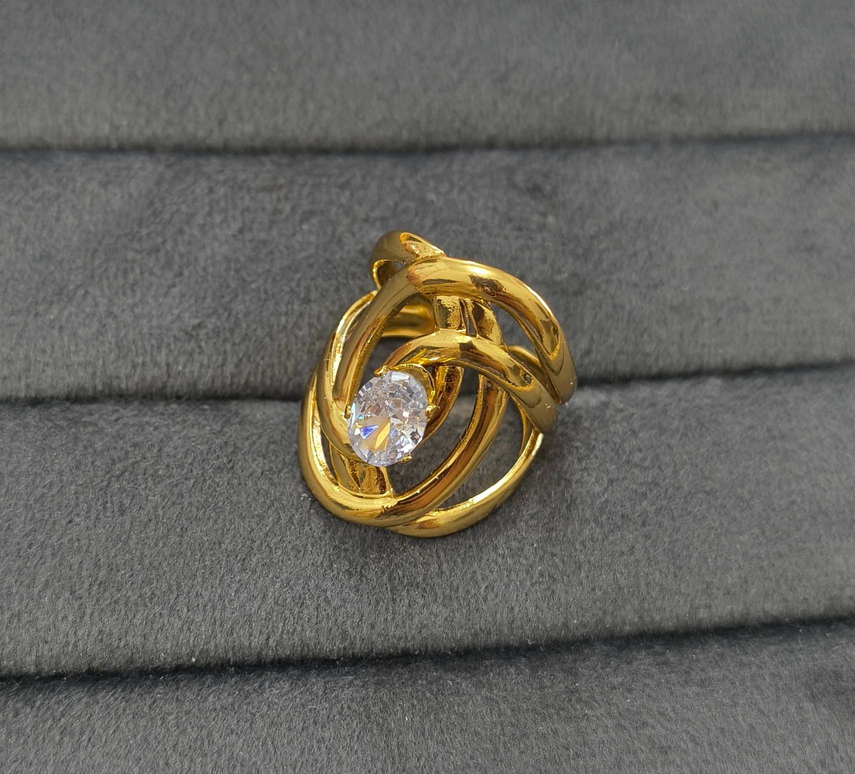 Anti Tarnish Ring Aura Wrap Solitaire Ring 18K Gold Plated