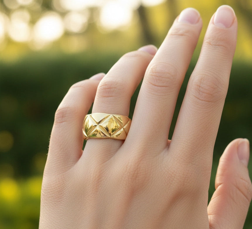 Anti Tarnish Ring Bold Coco Crush Unisex 18K Gold Plated