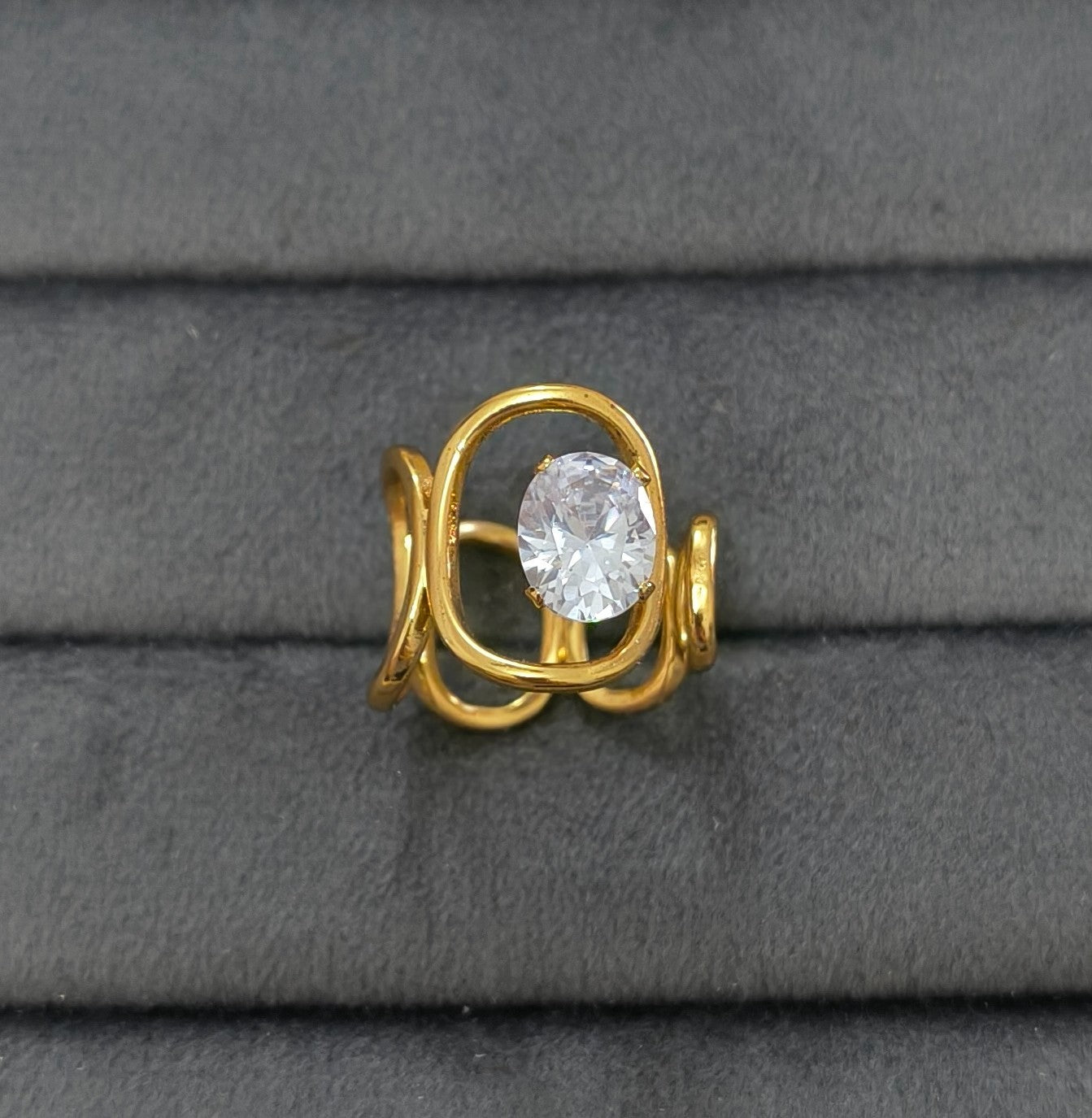 Anti Tarnish Ring Coiled Solitaire Ring 18K Gold Plated