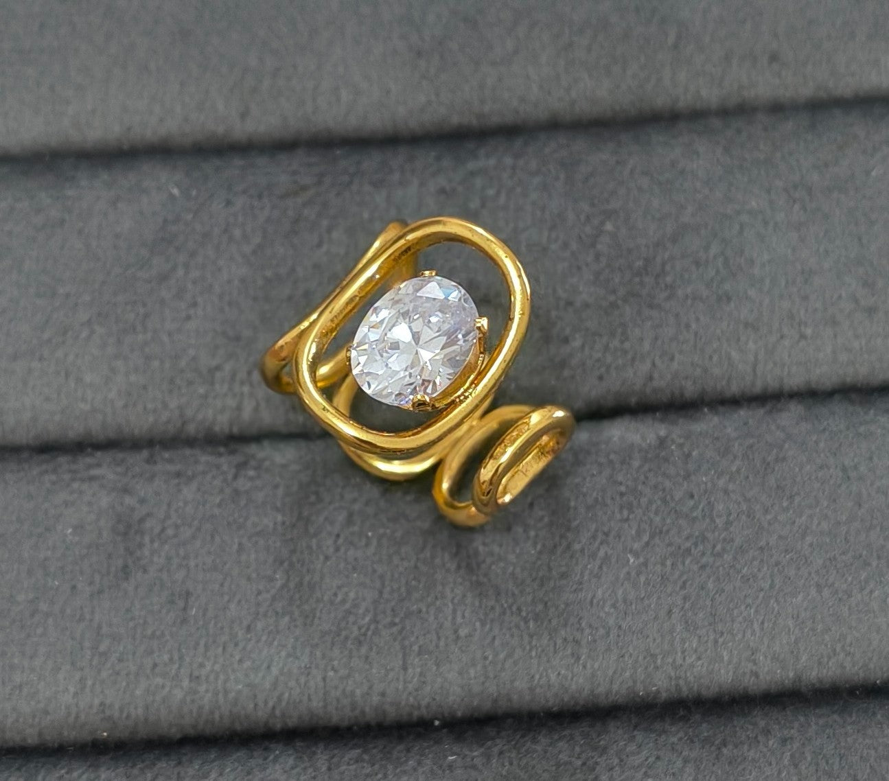 Anti Tarnish Ring Coiled Solitaire Ring 18K Gold Plated