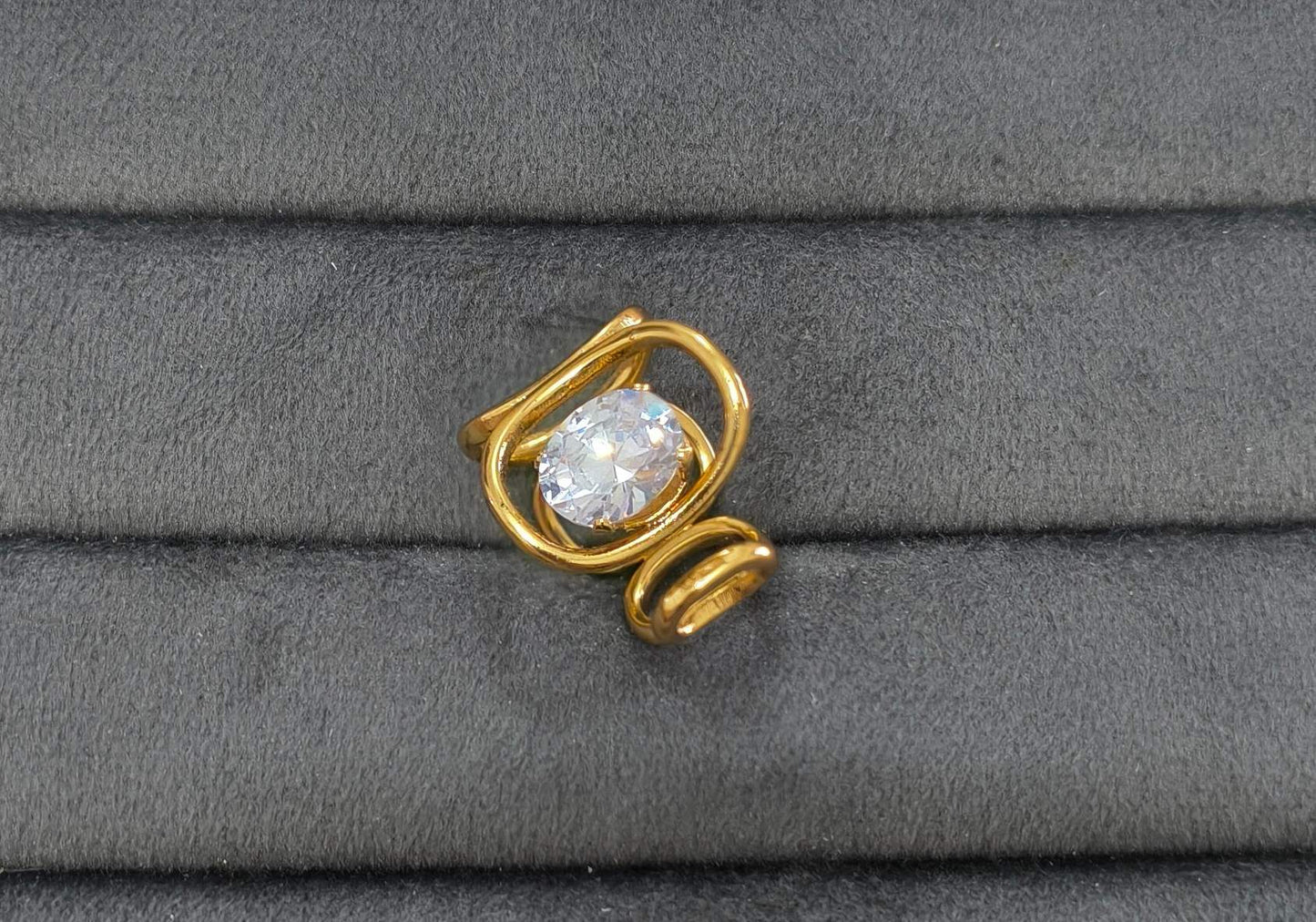 Anti Tarnish Ring Coiled Solitaire Ring 18K Gold Plated