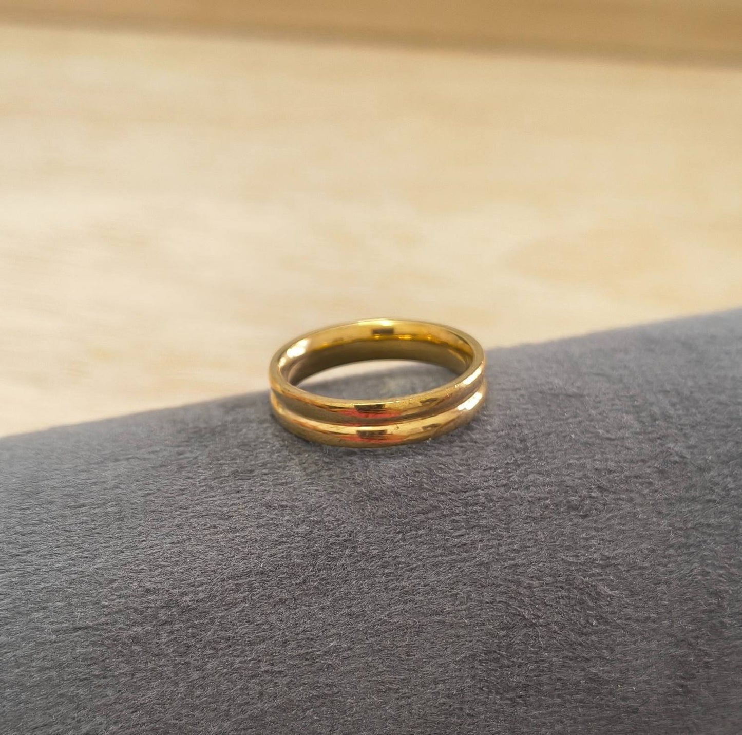Anti Tarnish Ring Double Band Ring 18K Gold Plated