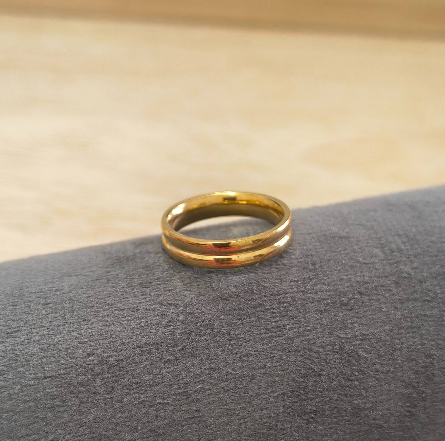 Anti Tarnish Ring Double Band Ring 18K Gold Plated