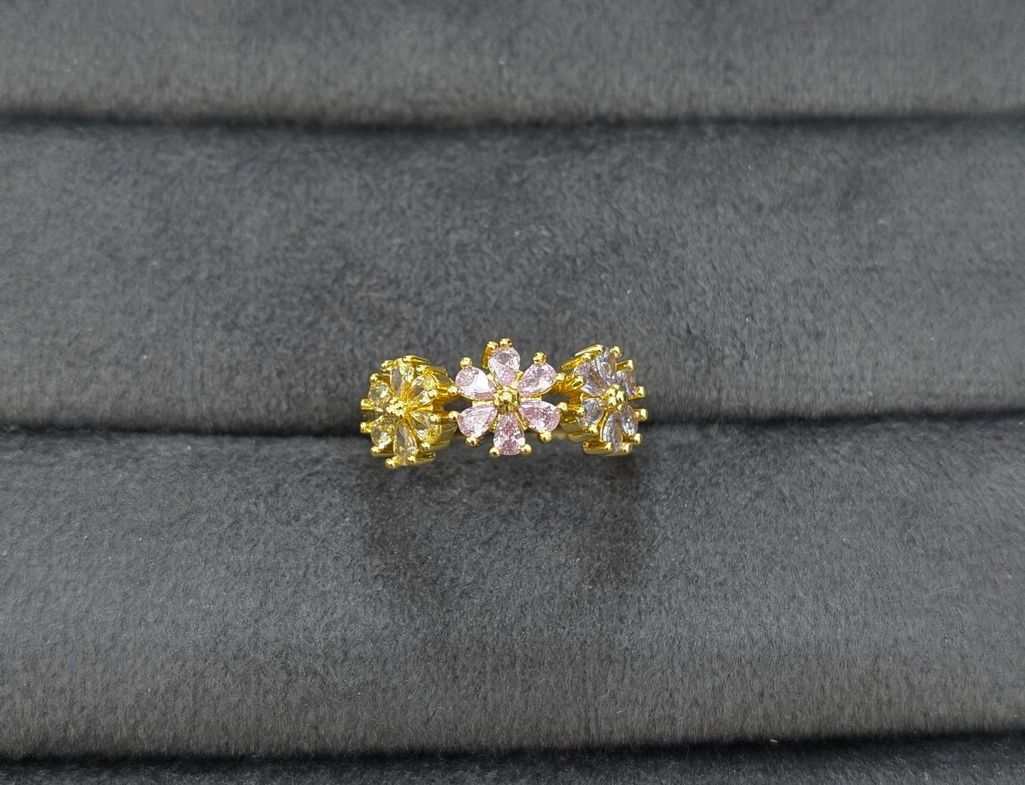 Anti Tarnish Ring Floral Blossom Ring 18K Gold Plated