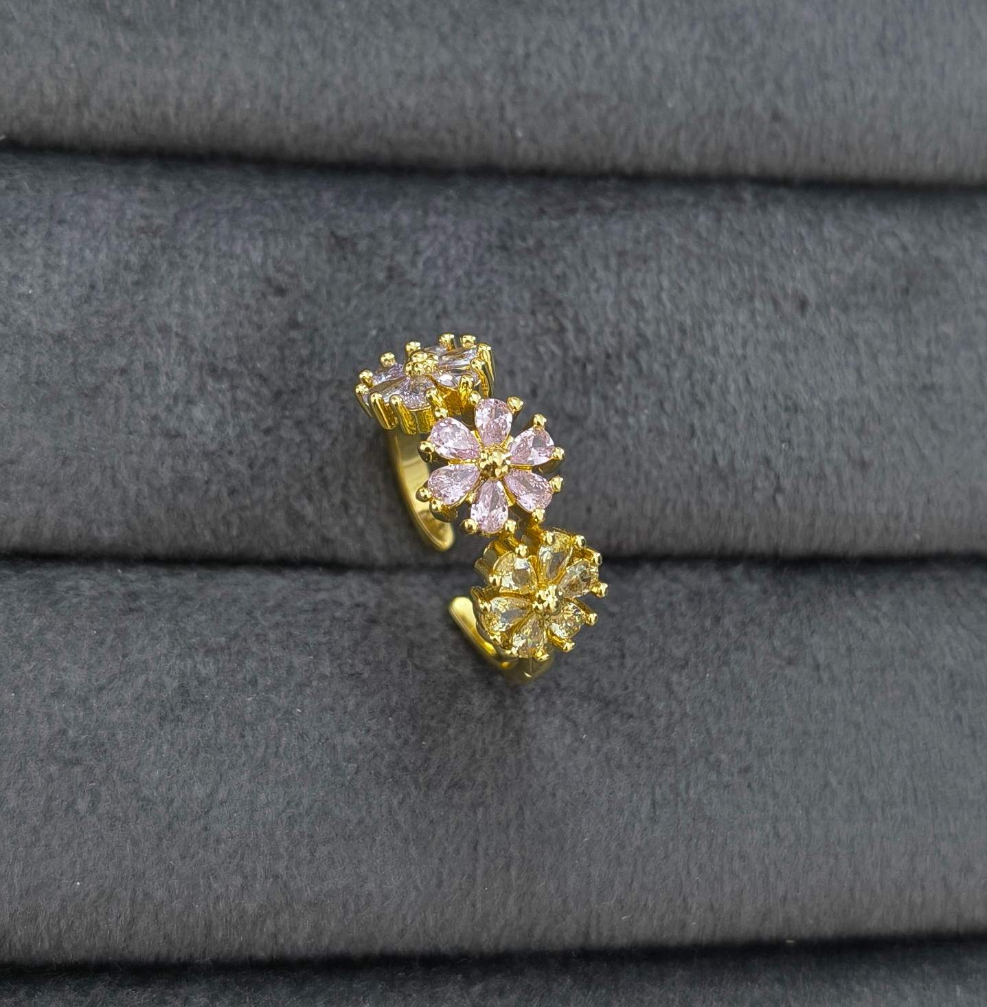 Anti Tarnish Ring Floral Blossom Ring 18K Gold Plated
