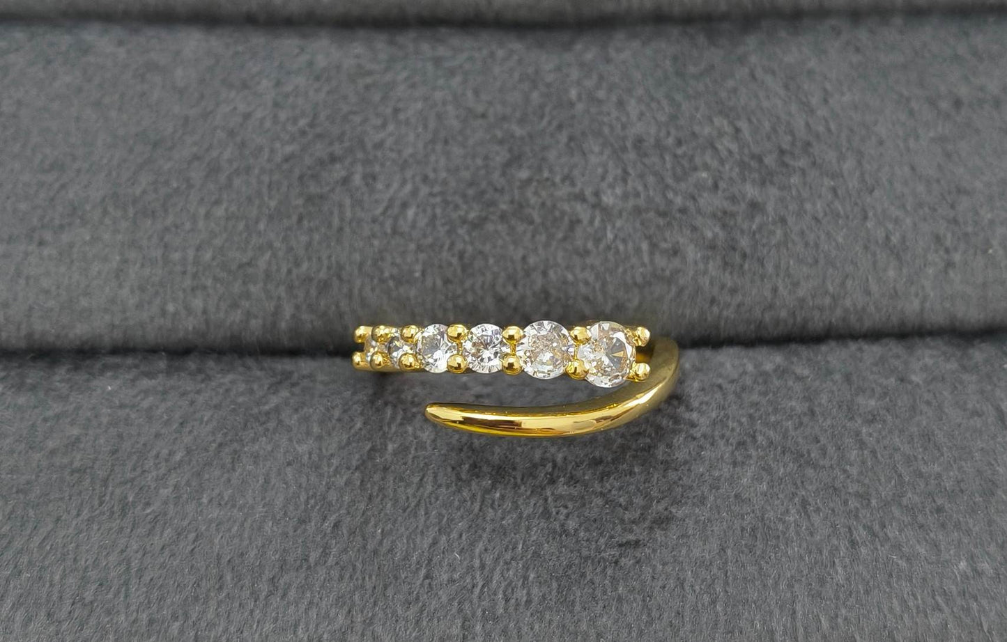 Anti Tarnish Ring Layered Solitaire Ring 18K Gold Plated