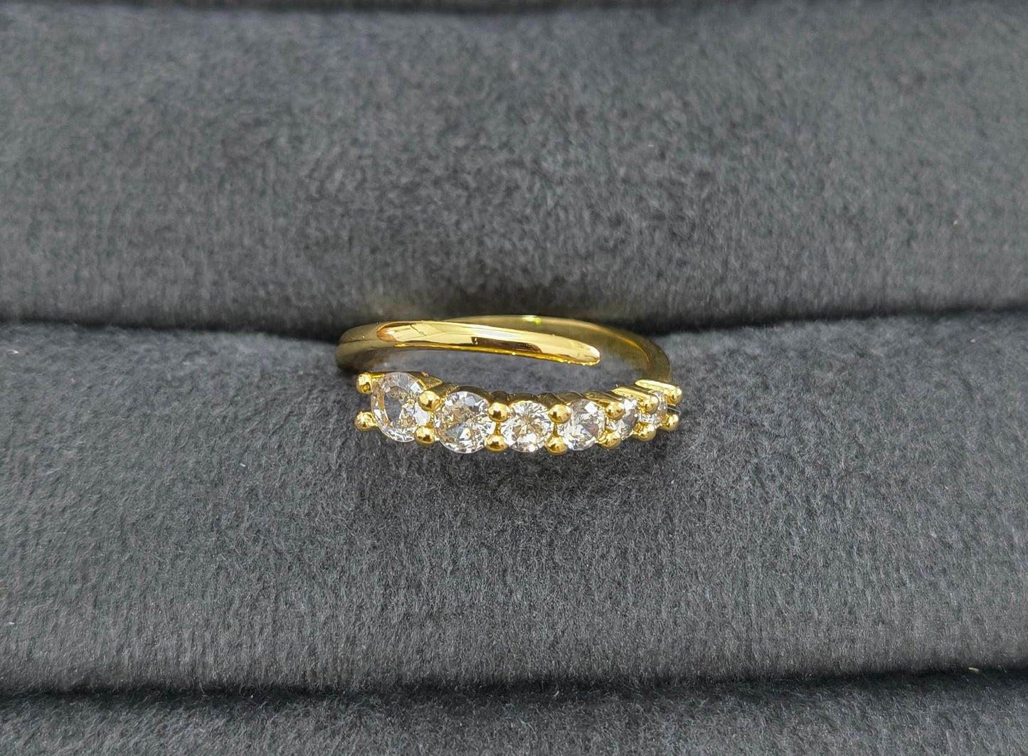 Anti Tarnish Ring Layered Solitaire Ring 18K Gold Plated