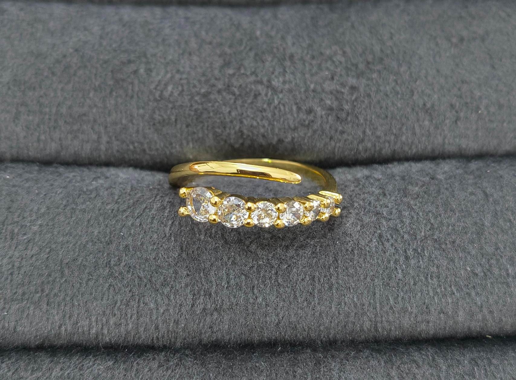 Anti Tarnish Ring Layered Solitaire Ring 18K Gold Plated