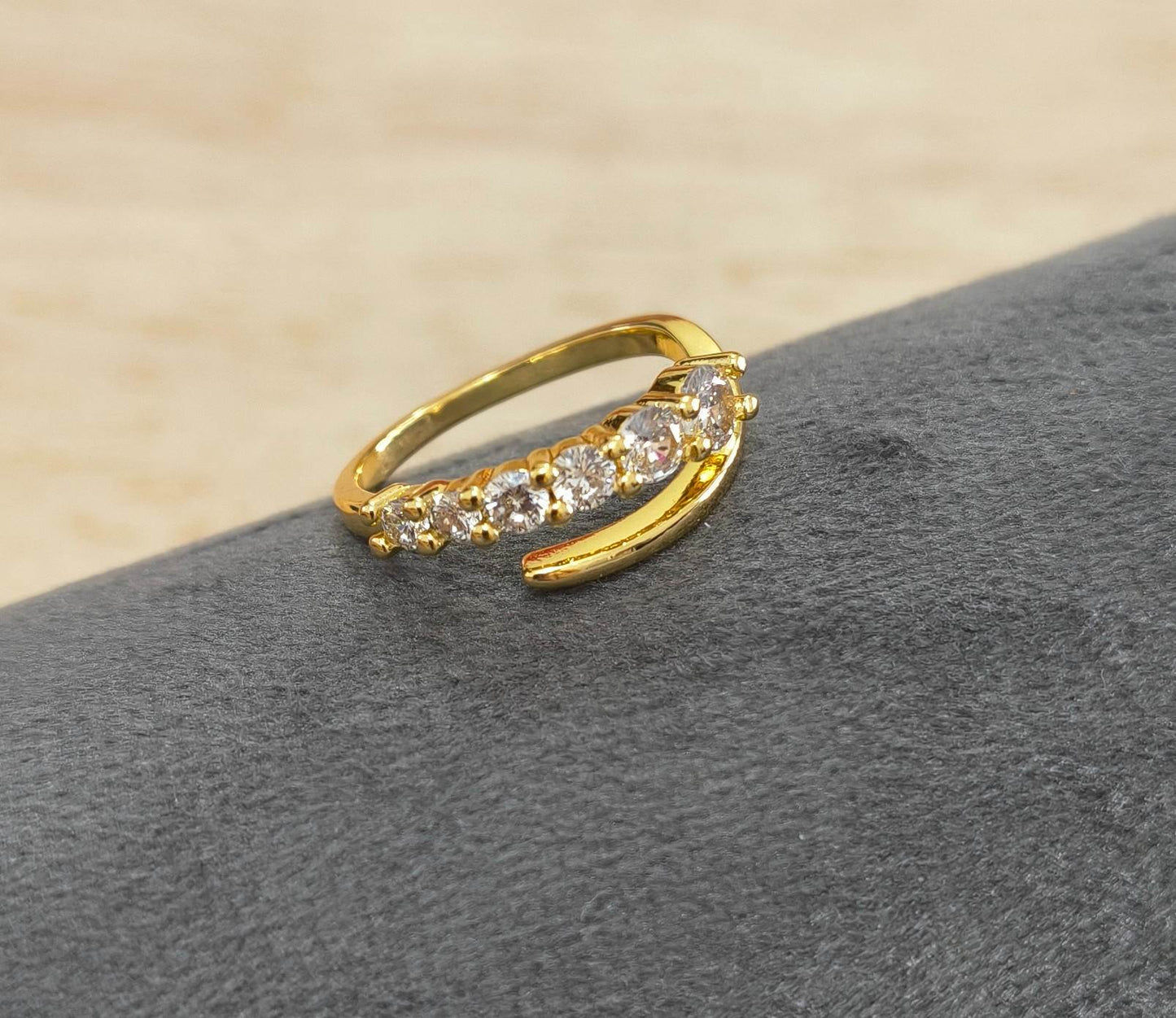 Anti Tarnish Ring Layered Solitaire Ring 18K Gold Plated