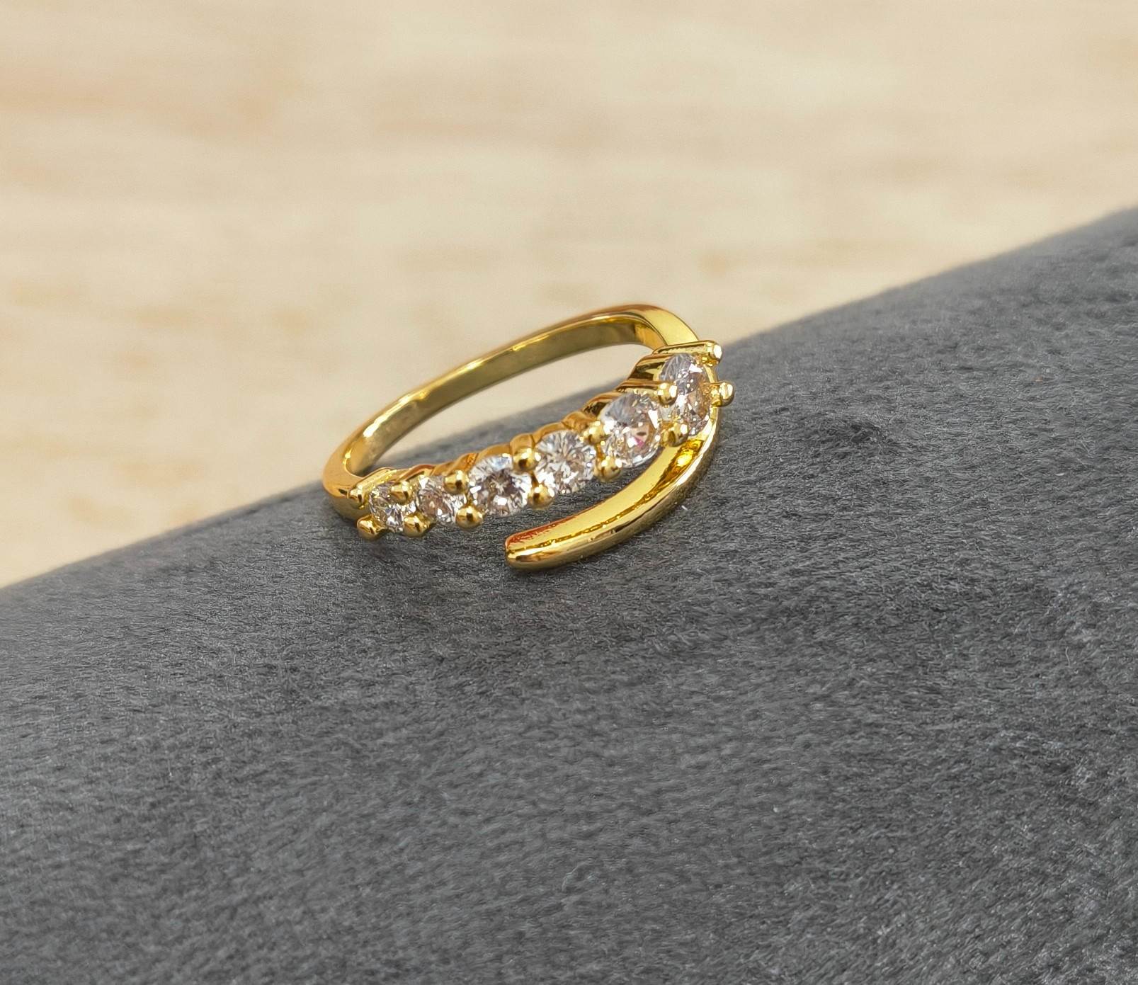 Anti Tarnish Ring Layered Solitaire Ring 18K Gold Plated