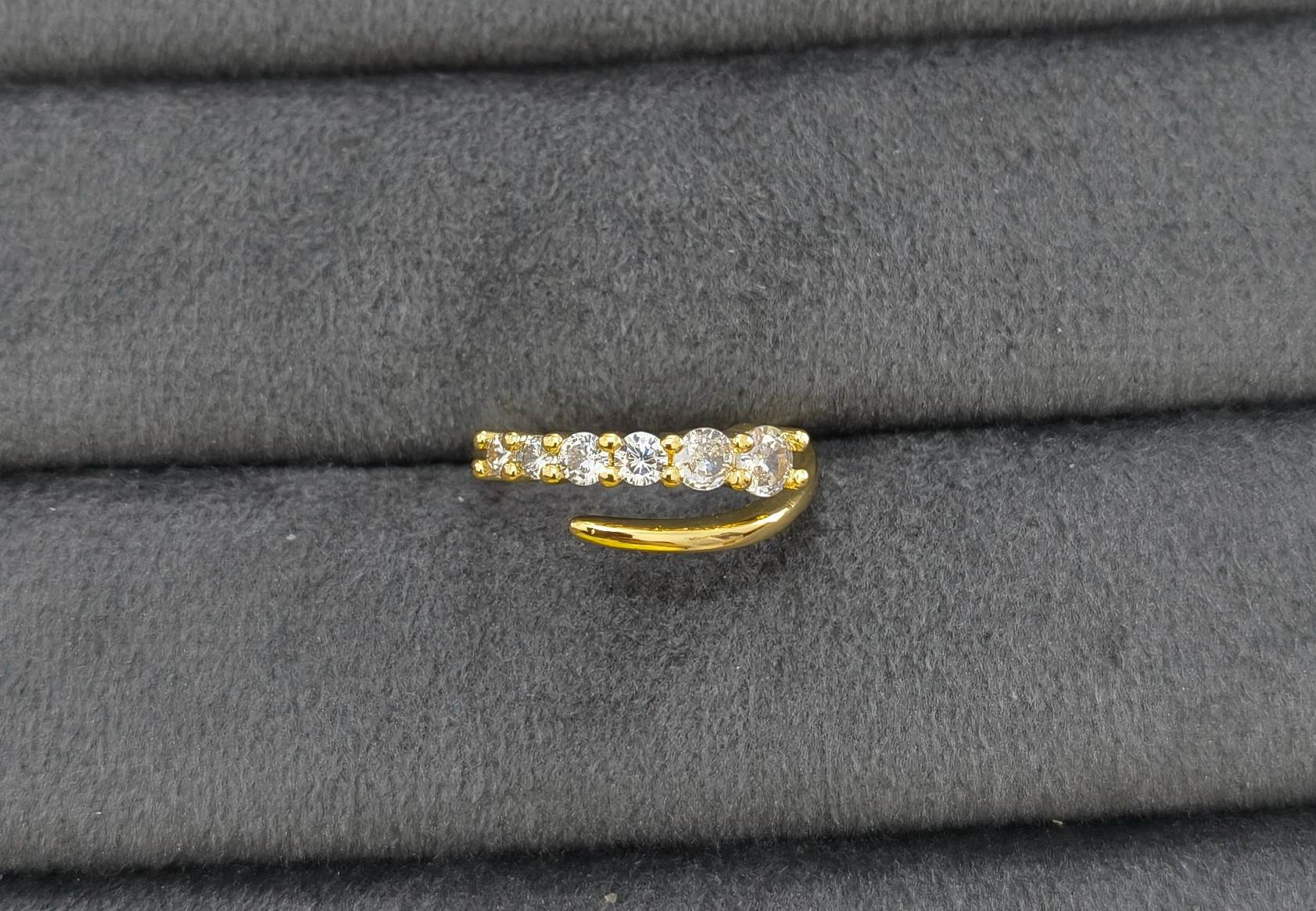 Anti Tarnish Ring Layered Solitaire Ring 18K Gold Plated
