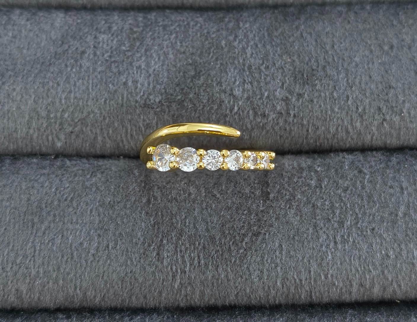 Anti Tarnish Ring Layered Solitaire Ring 18K Gold Plated