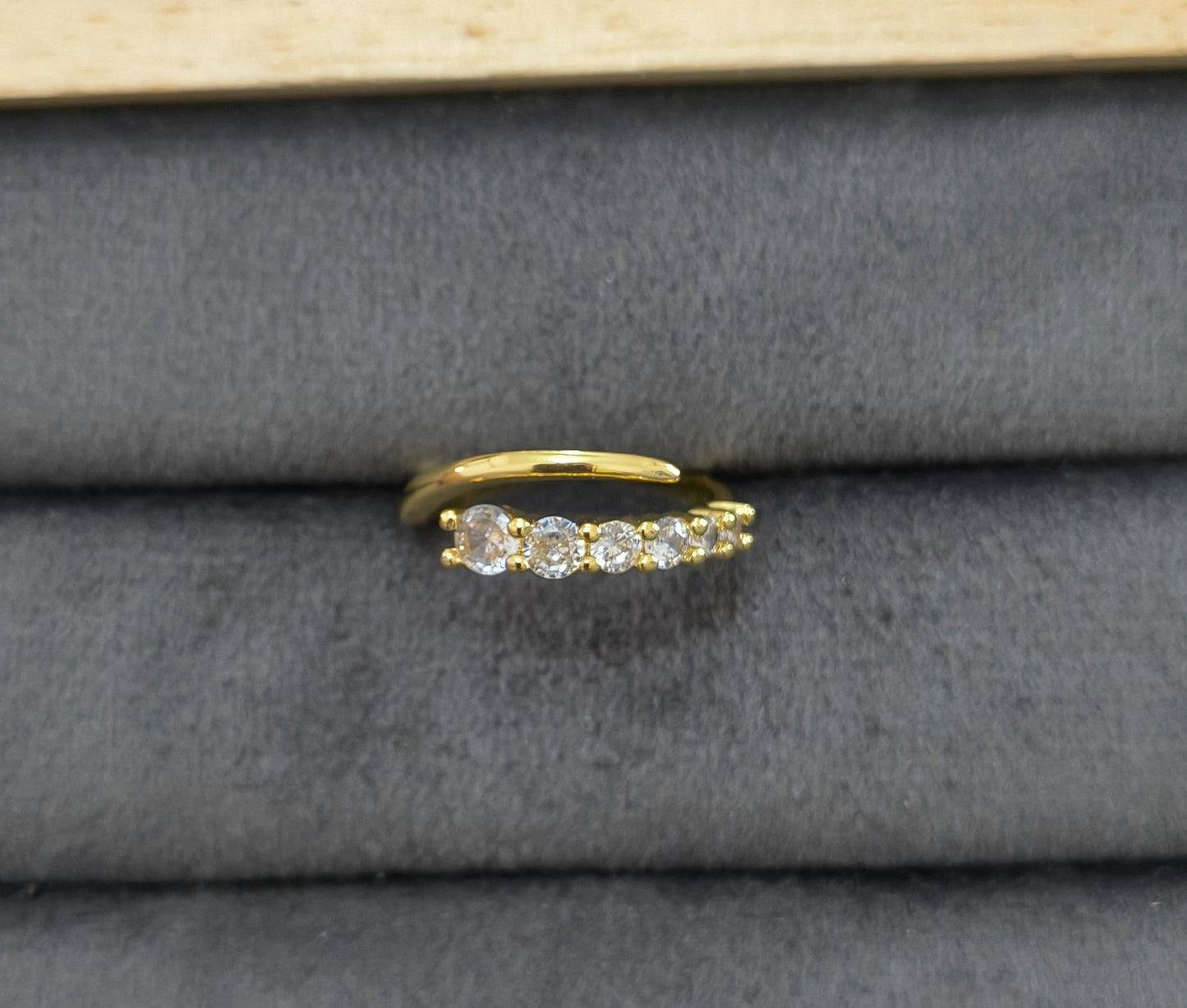 Anti Tarnish Ring Layered Solitaire Ring 18K Gold Plated