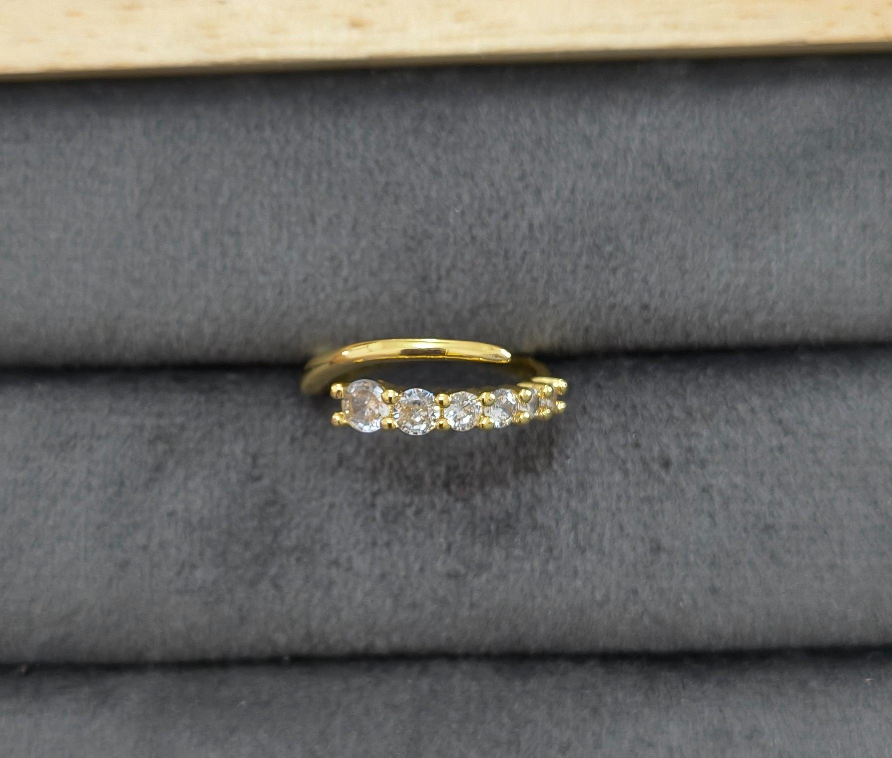 Anti Tarnish Ring Layered Solitaire Ring 18K Gold Plated