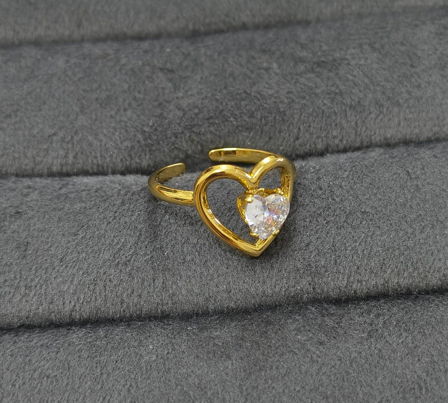 Anti Tarnish Ring Love Solitaire Ring 18K Gold Plated