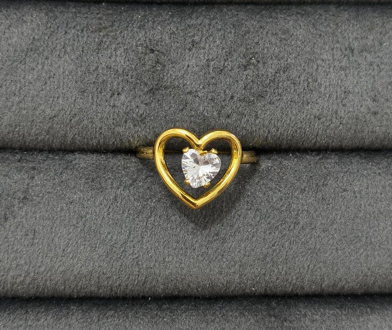 Anti Tarnish Ring Love Solitaire Ring 18K Gold Plated