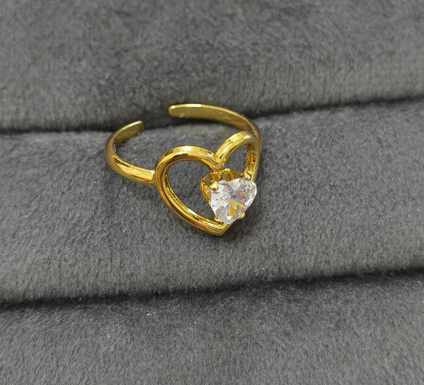 Anti Tarnish Ring Love Solitaire Ring 18K Gold Plated