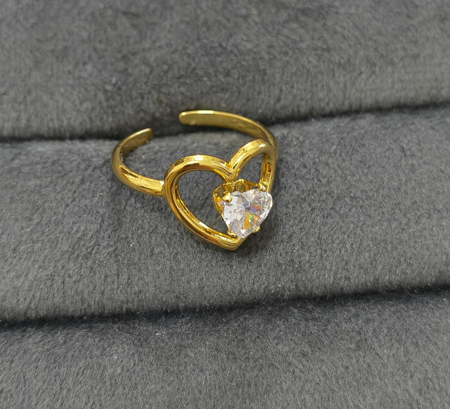 Anti Tarnish Ring Love Solitaire Ring 18K Gold Plated