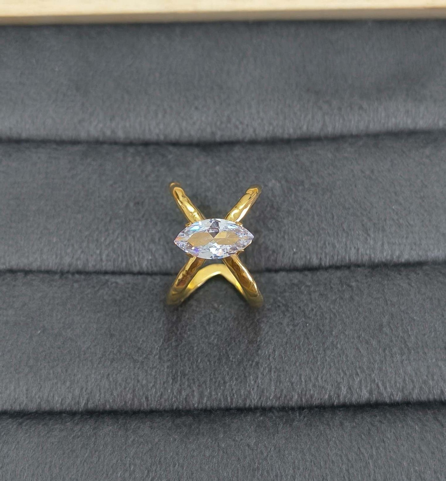 Anti Tarnish Ring Marquise Elegance 18K Gold Plated