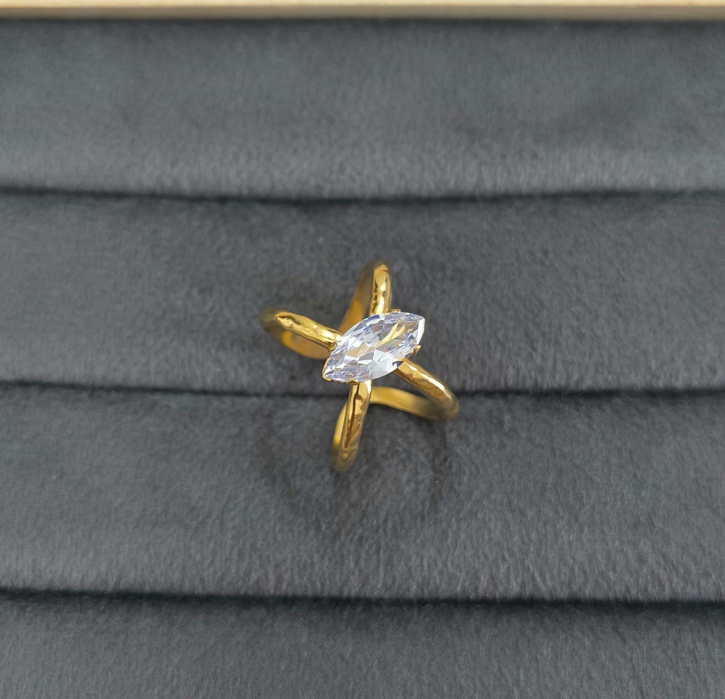 Anti Tarnish Ring Marquise Elegance 18K Gold Plated