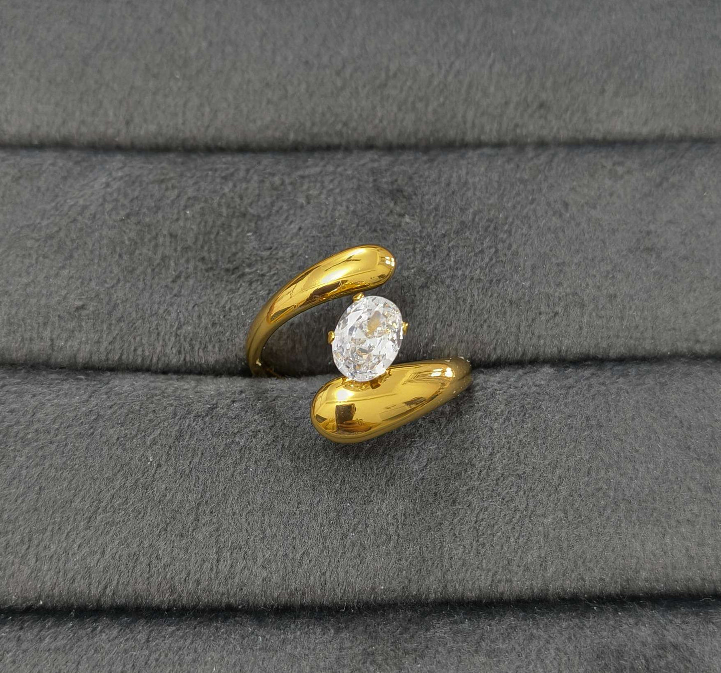 Anti Tarnish Ring Propose Solitaire Ring 18K Gold Plated