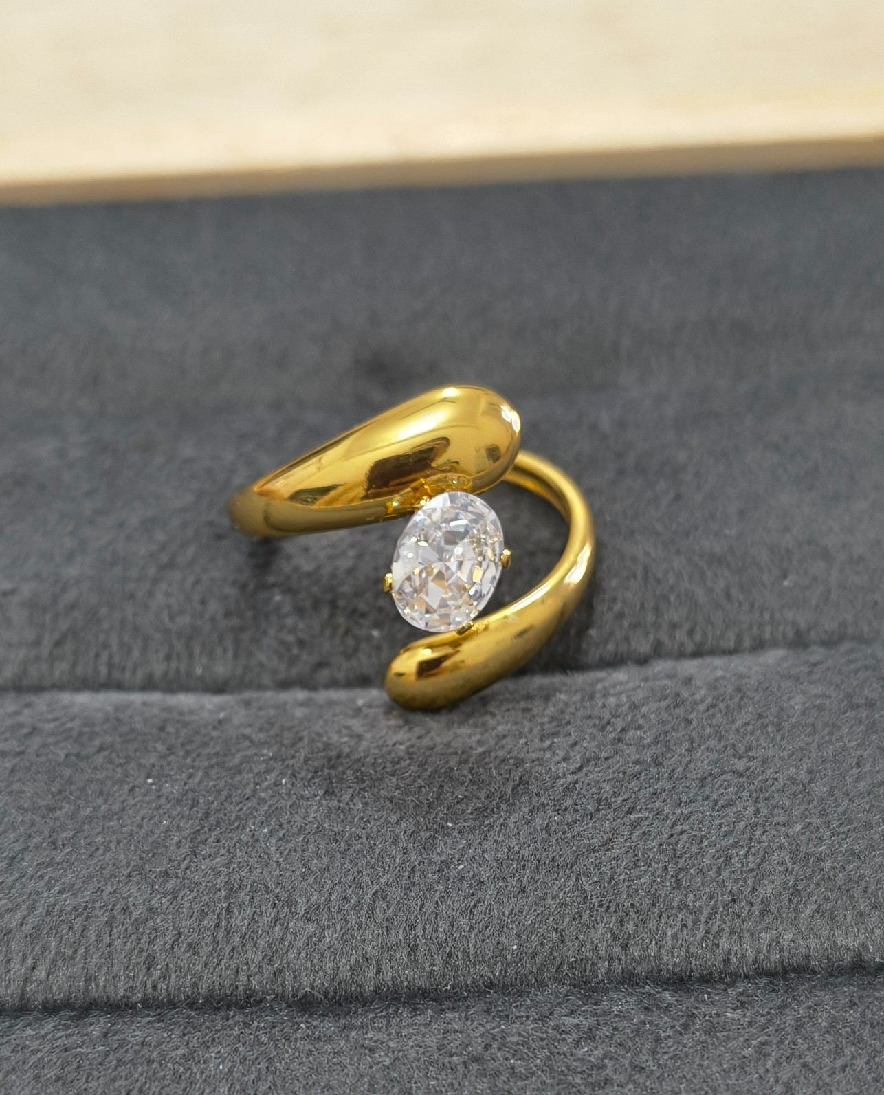 Anti Tarnish Ring Propose Solitaire Ring 18K Gold Plated