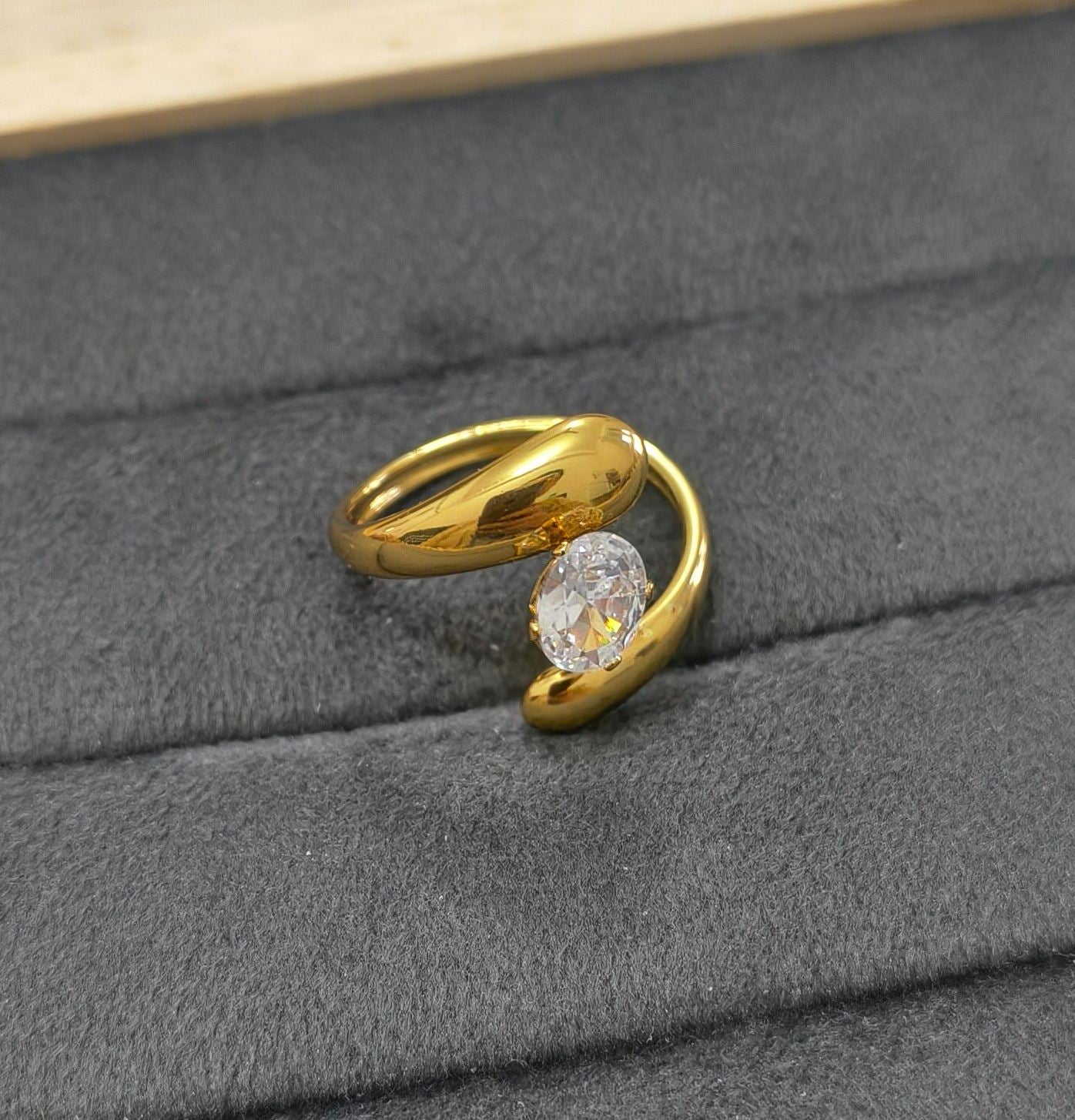 Anti Tarnish Ring Propose Solitaire Ring 18K Gold Plated