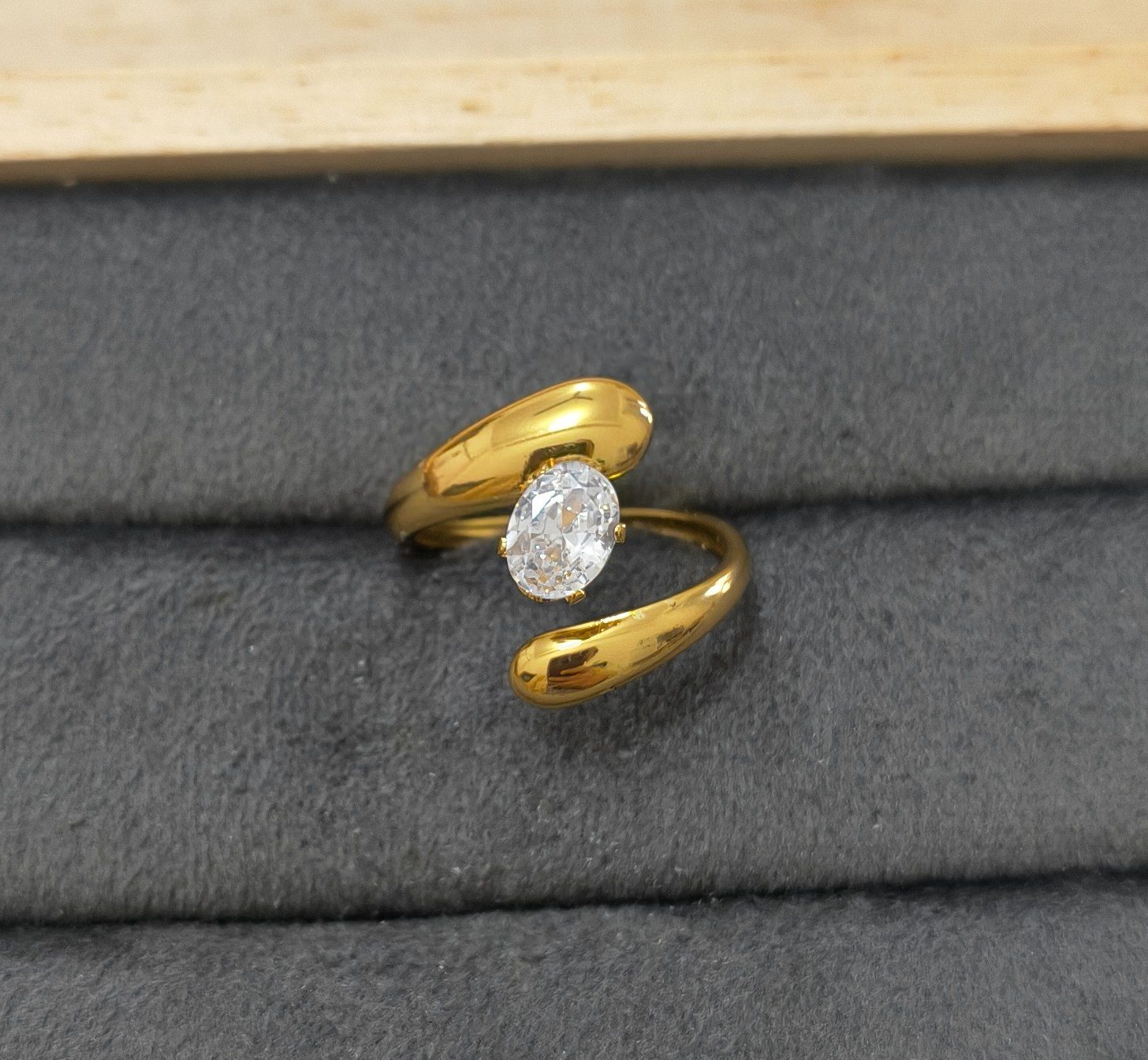Anti Tarnish Ring Propose Solitaire Ring 18K Gold Plated