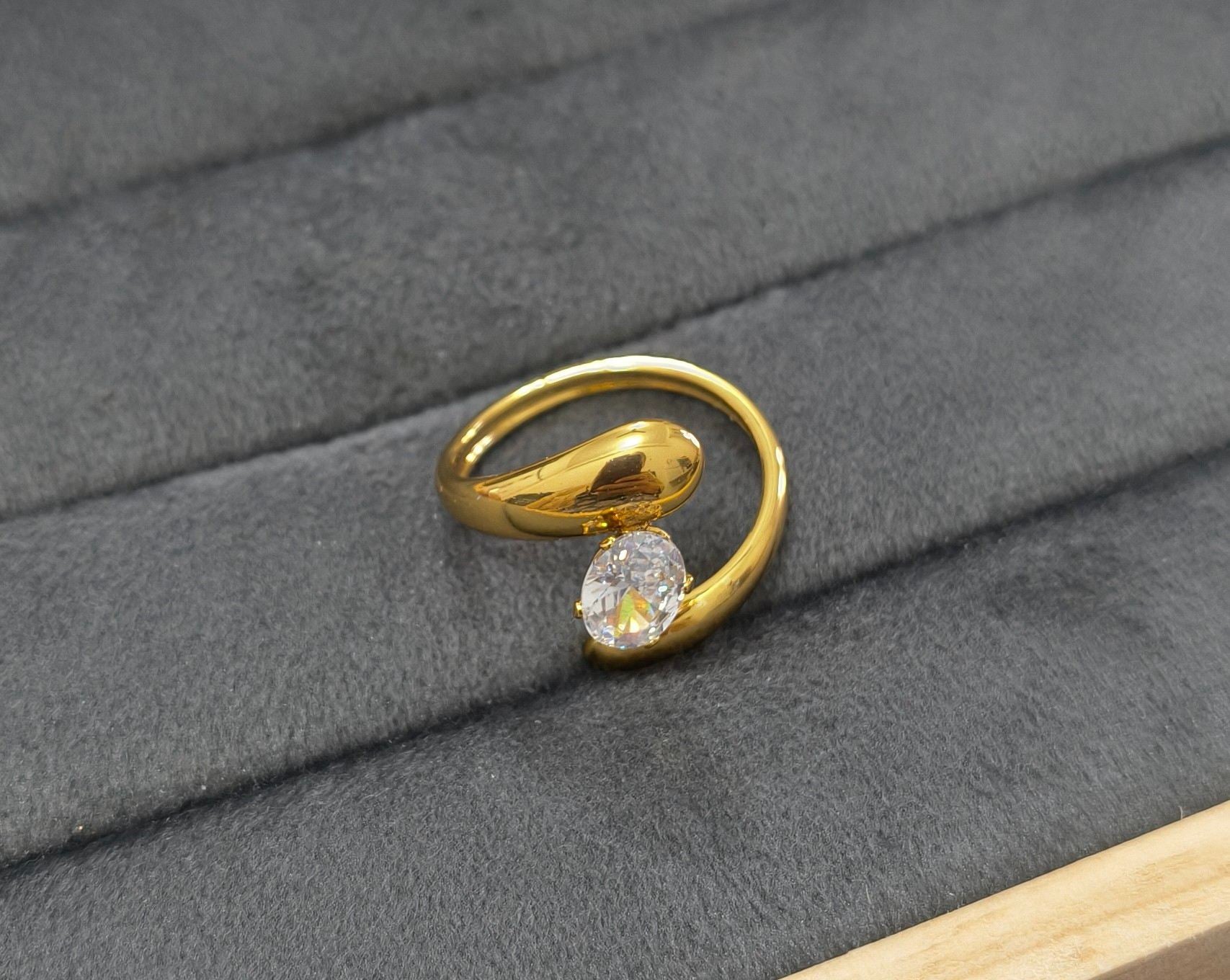 Anti Tarnish Ring Propose Solitaire Ring 18K Gold Plated