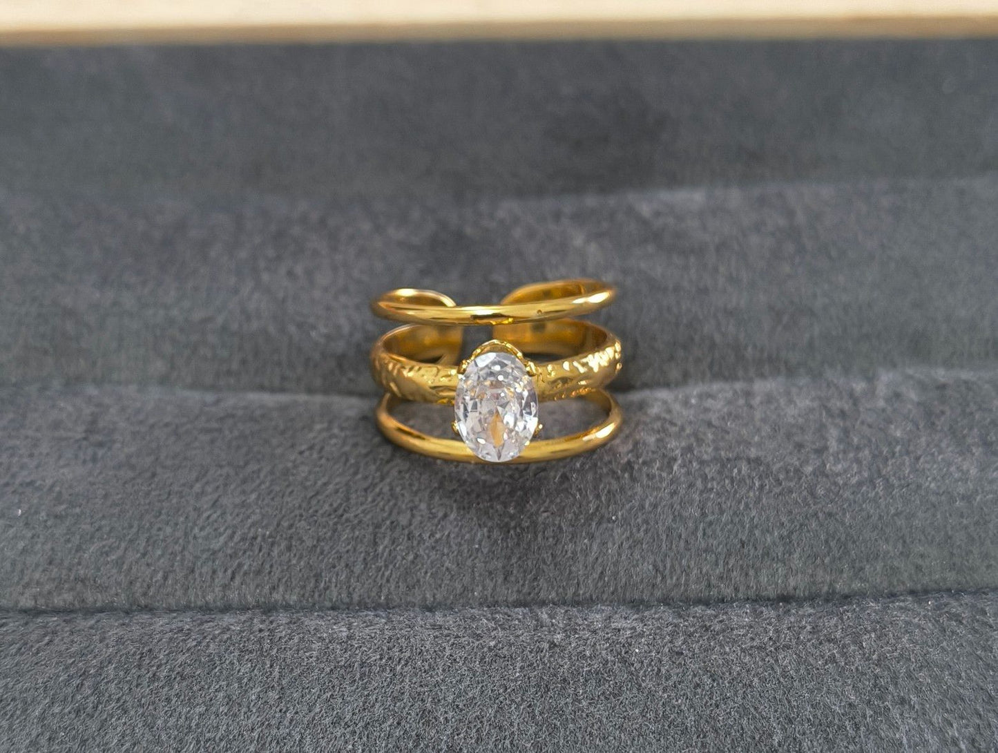 Anti Tarnish Ring The Elegance Solitaire Ring 18K Gold Plated