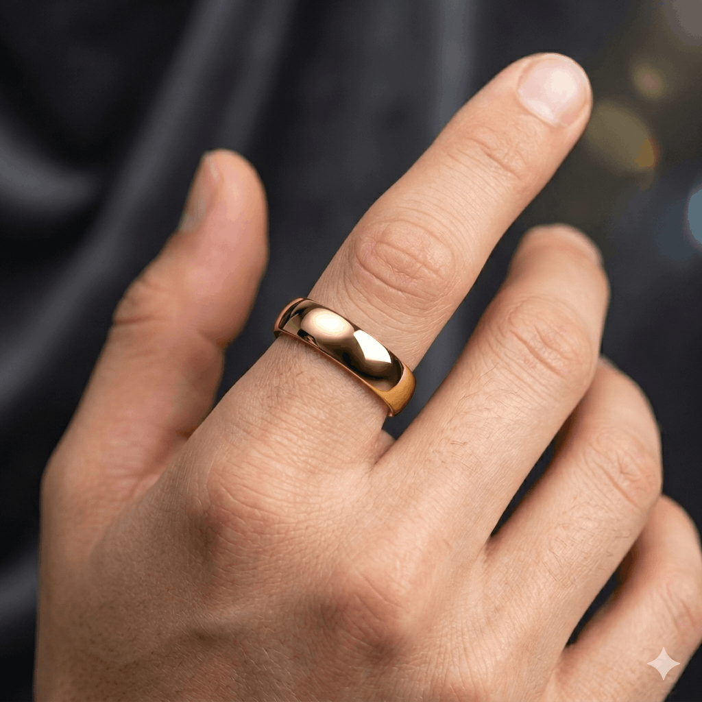 Anti Tarnish Ring Unisex Golden Band Ring 18K Gold Plated