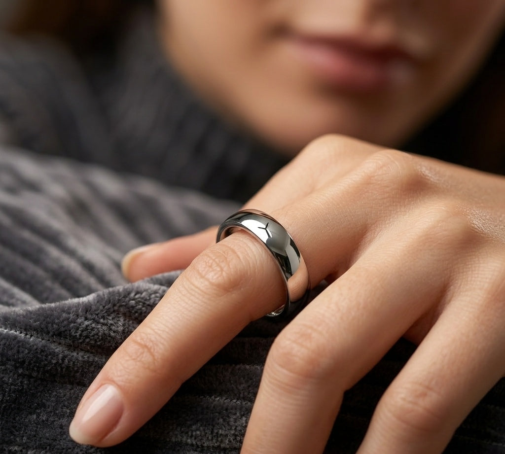 Anti Tarnish Ring Unisex Silver Band Ring 18K Gold Plated