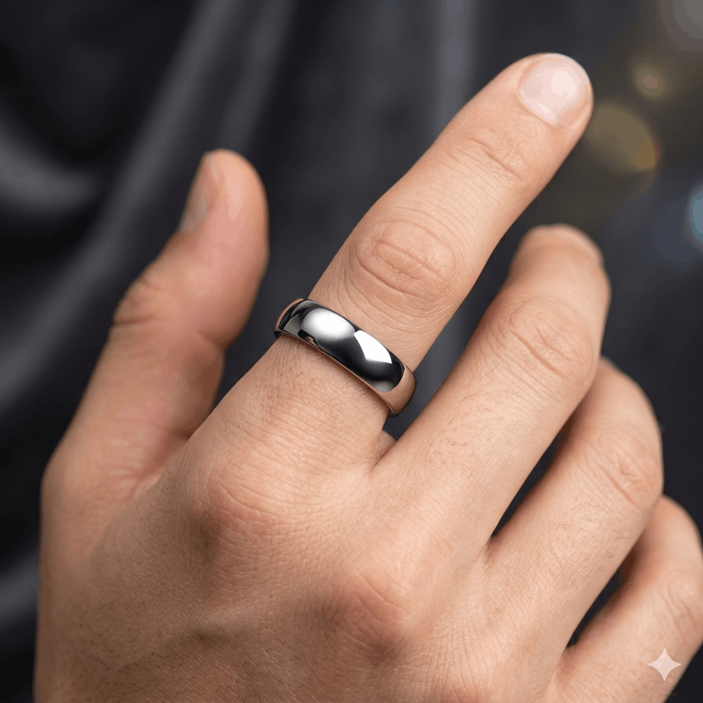 Anti Tarnish Ring Unisex Silver Band Ring 18K Gold Plated