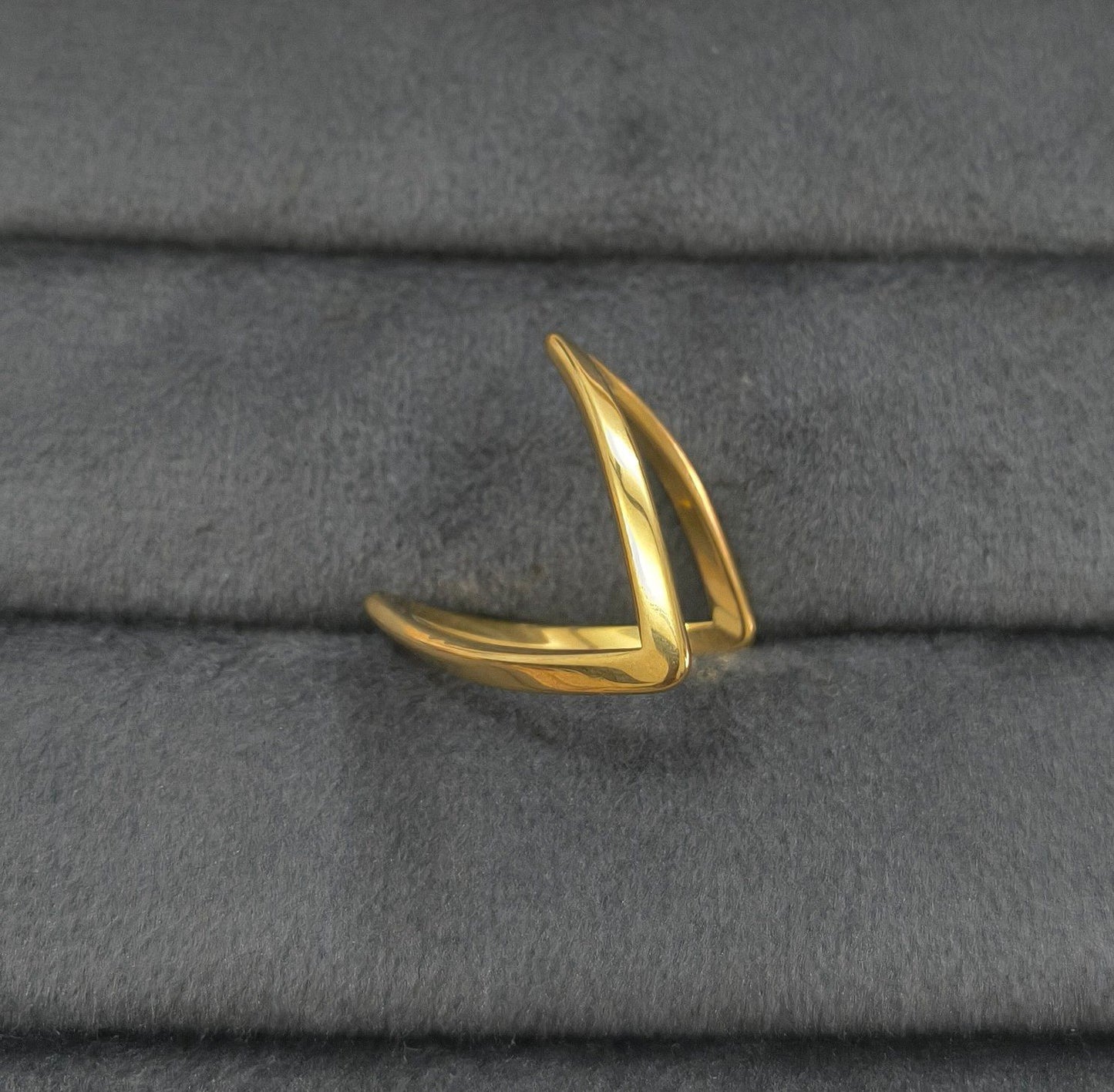 Anti Tarnish Ring V shape Ring 18K Gold Plated