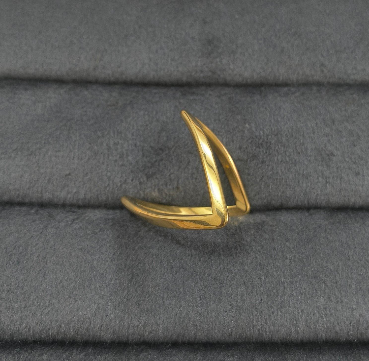 Anti Tarnish Ring V shape Ring 18K Gold Plated
