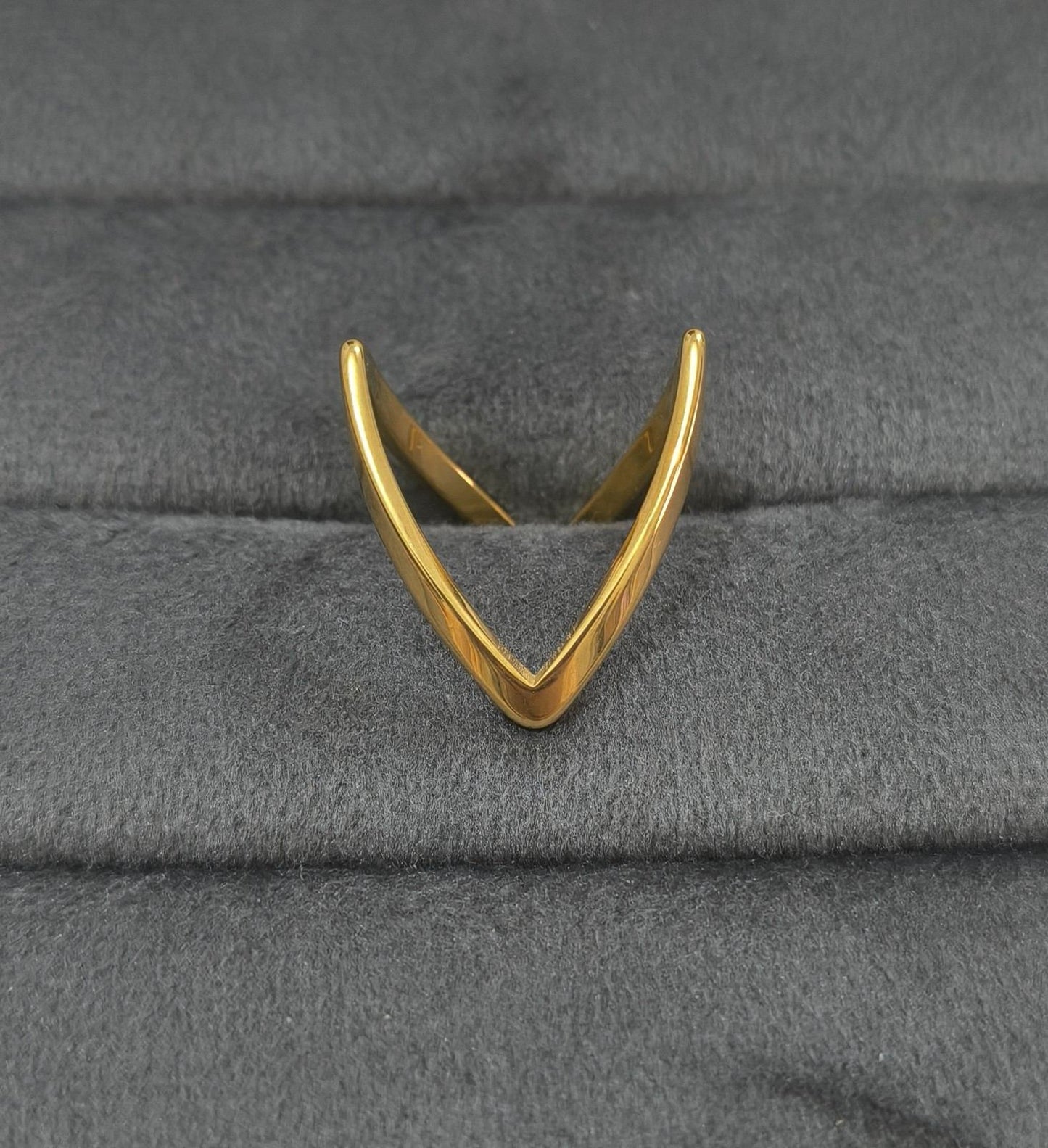Anti Tarnish Ring V shape Ring 18K Gold Plated