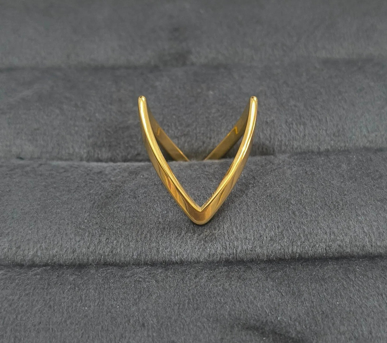 Anti Tarnish Ring V shape Ring 18K Gold Plated