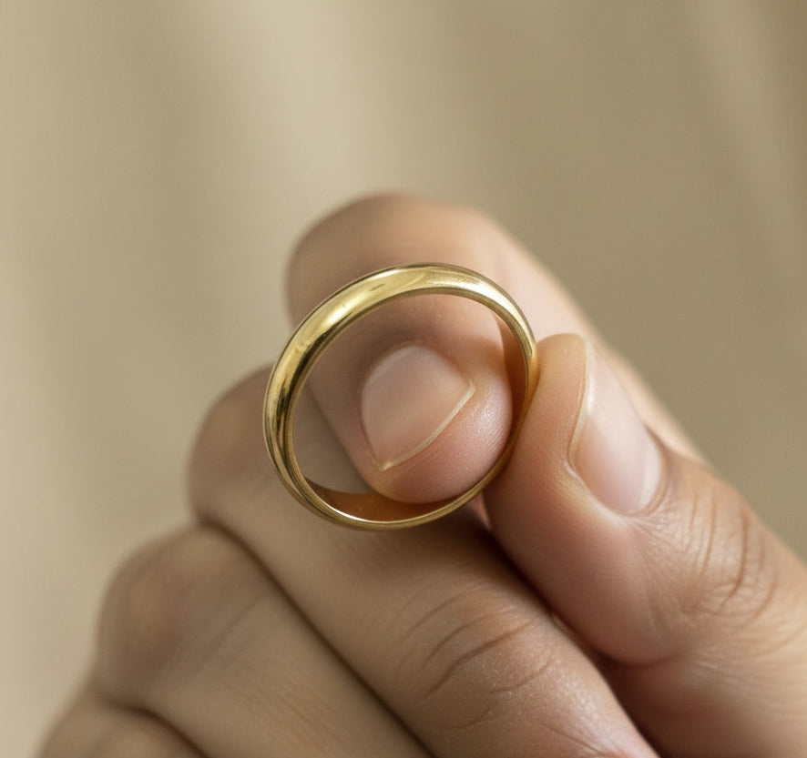 Anti Tarnish Ring Wedding Band Unisex 18K Gold Plated