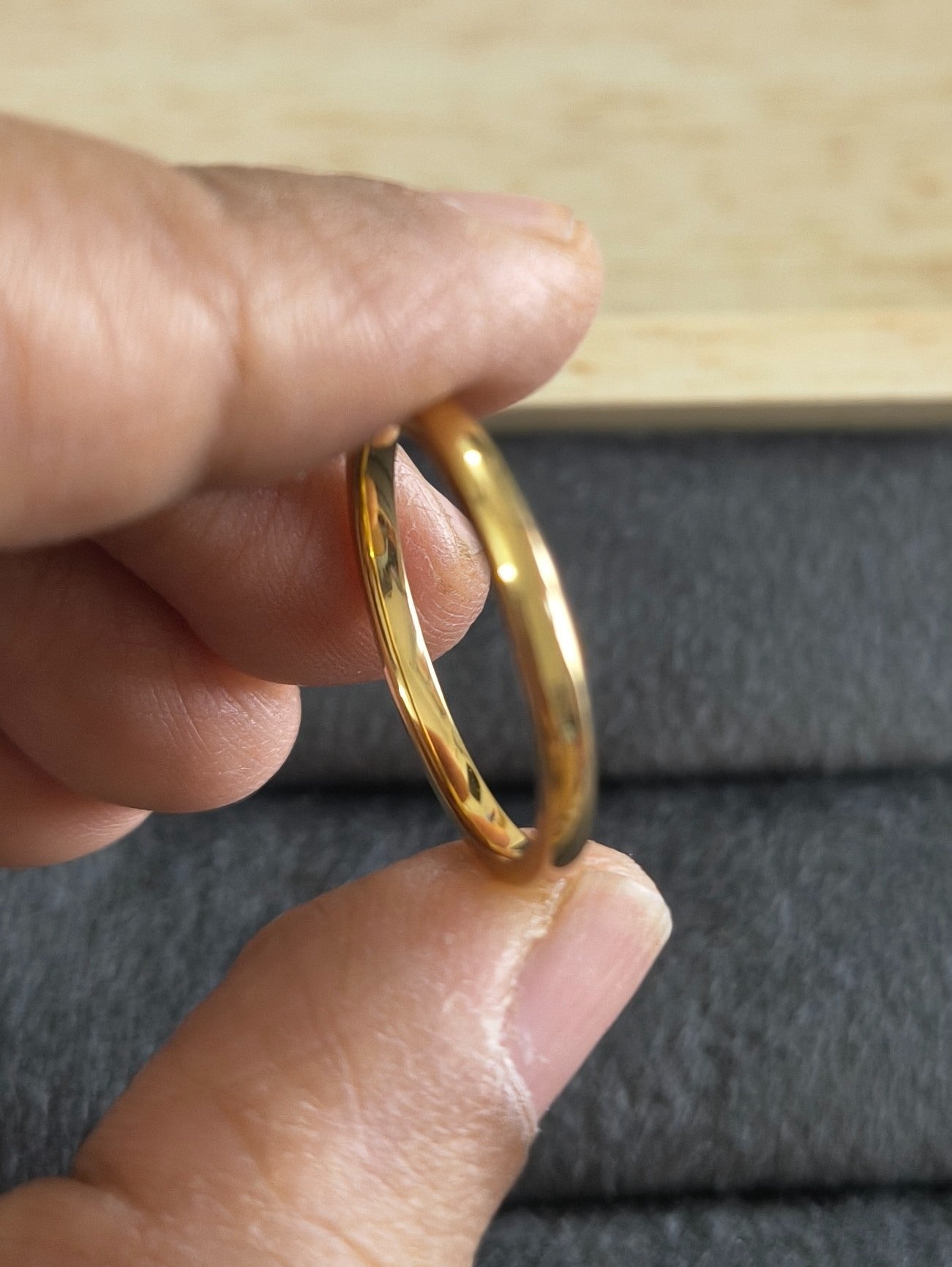 Anti Tarnish Ring Wedding Band Unisex 18K Gold Plated