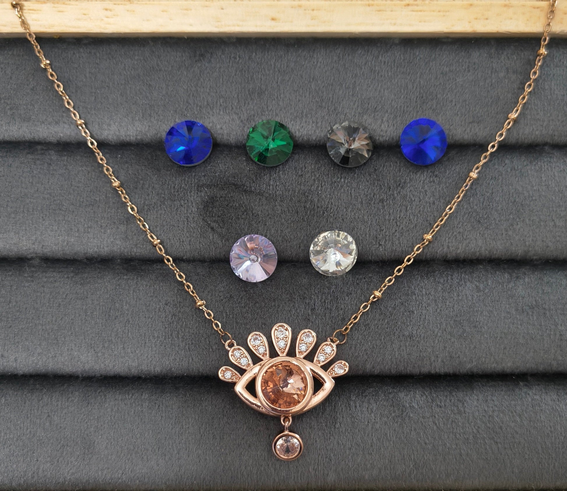 Anti Tarnish Seven Stone Changeable Evil Eye Necklace