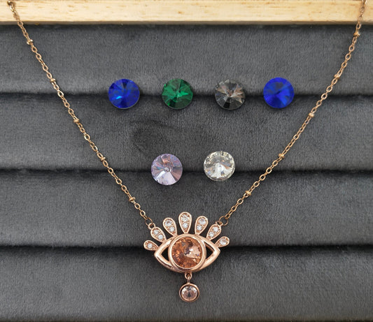 Anti Tarnish Seven Stone Changeable Evil Eye Necklace