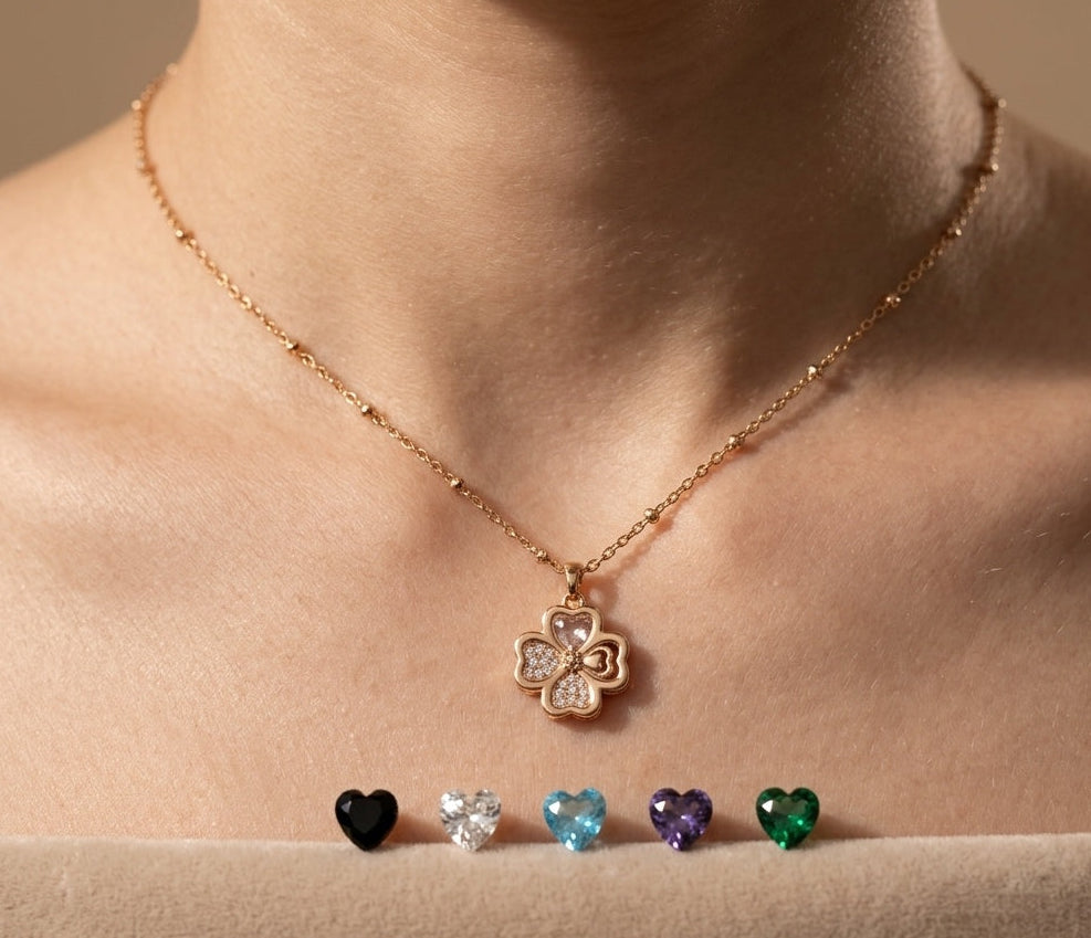 Anti Tarnish Seven Stone Changeable Flower Pendant Necklace