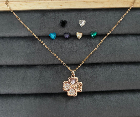 Anti Tarnish Seven Stone Changeable Flower Pendant Necklace