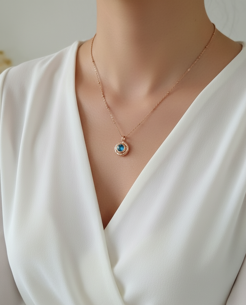 Anti Tarnish Seven Stone Changeable Round Pendant Necklace