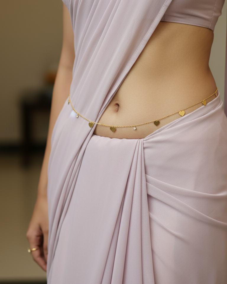 Anti Tarnish Shining Heart Charms Waist Chain 18K Gold Plated