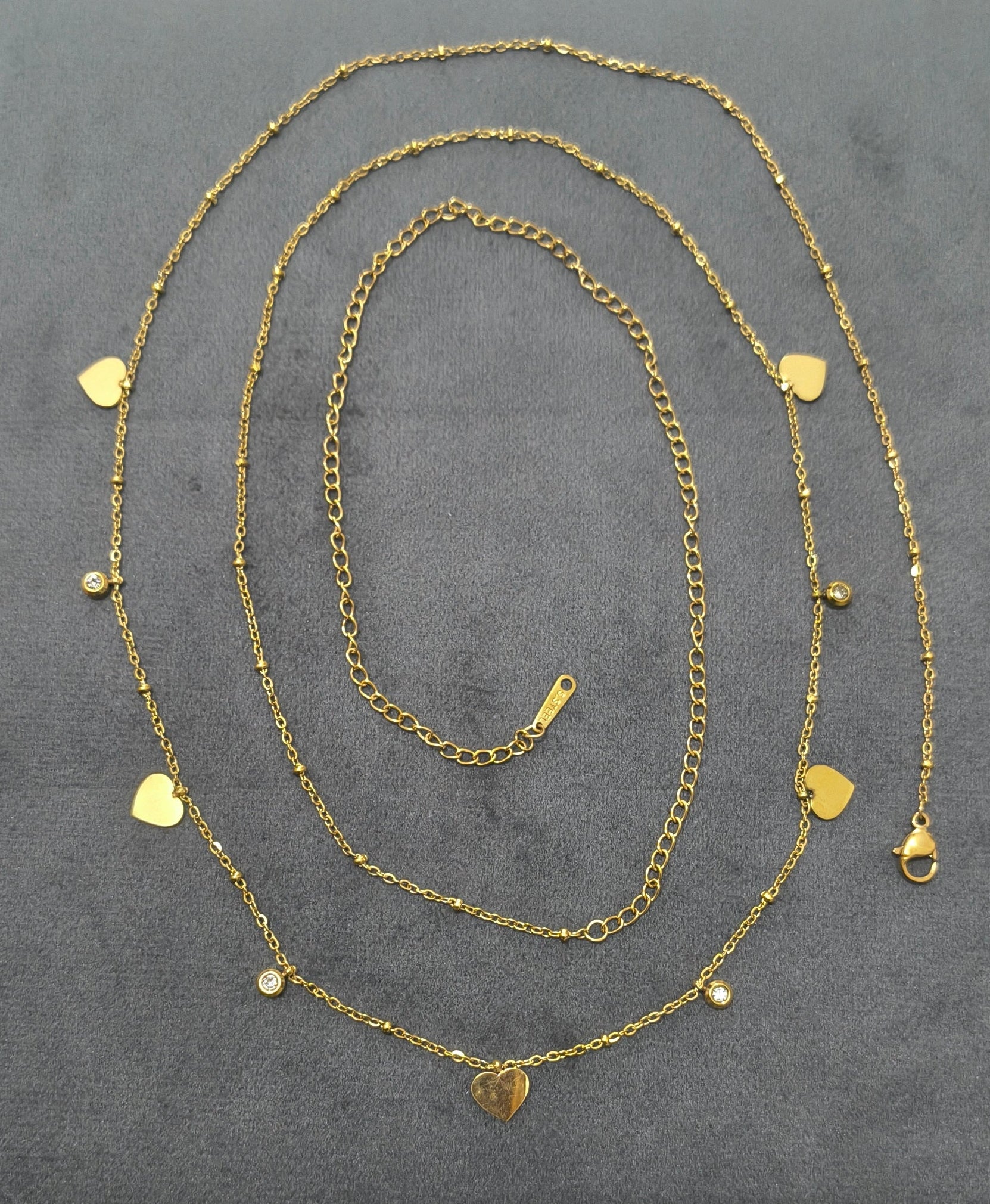 Anti Tarnish Shining Heart Charms Waist Chain 18K Gold Plated